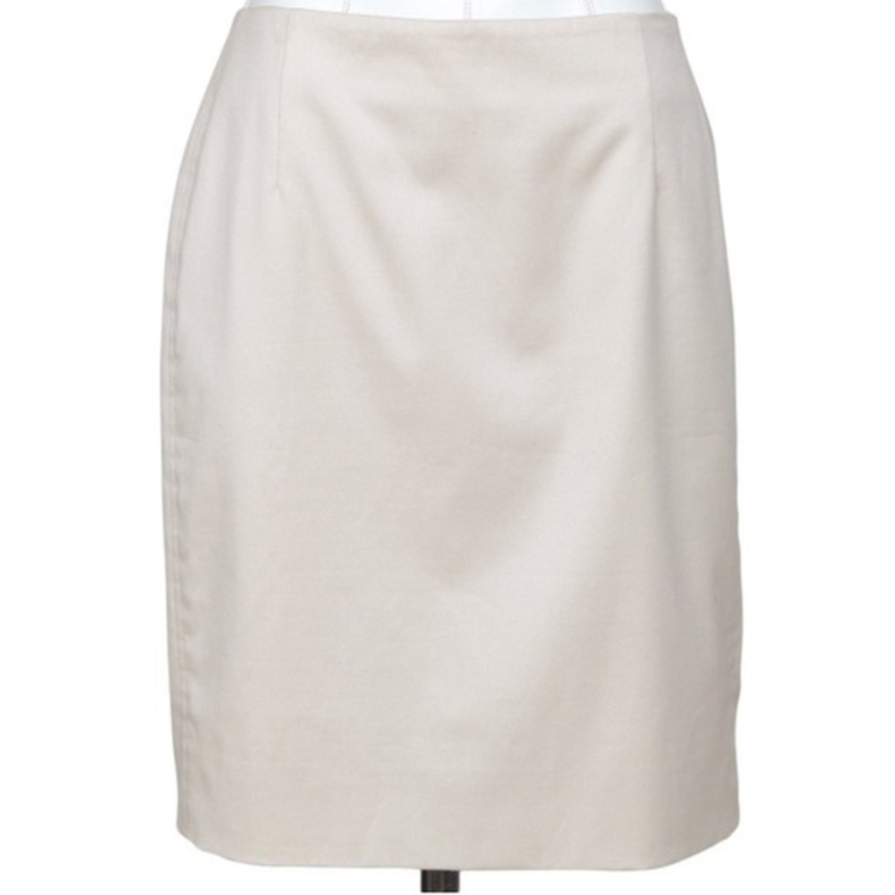 NWT Akris Punto Techno Cotton Pencil Skirt 8 Beige